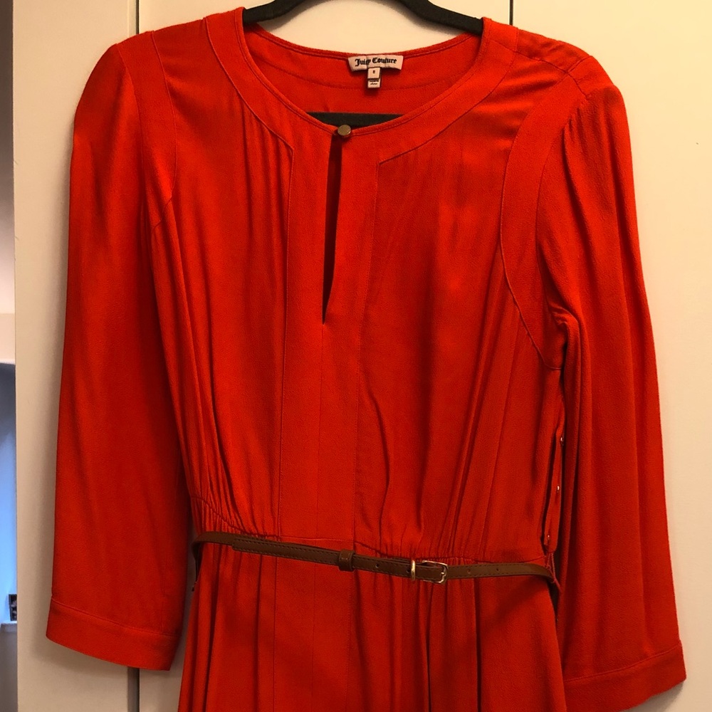 Juicy Couture Long Sleeve Red Orange Dress